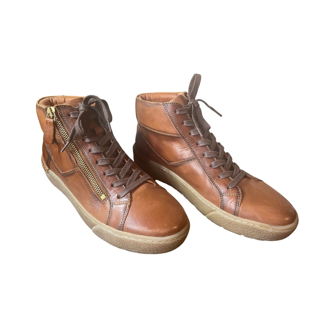 Pikolinos Womens Vitoria Leather High Top Side Zip Sneakers Size 9‎ Brown